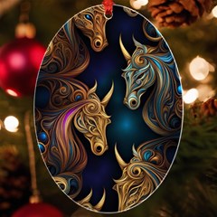 Pattern With Horses Uv Print Acrylic Ornament Oval by 2607694a