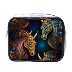 Pattern With Horses Mini Toiletries Bag (one Side) by 2607694a