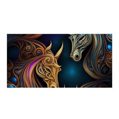 Pattern With Horses Satin Wrap 35  X 70  by 2607694a