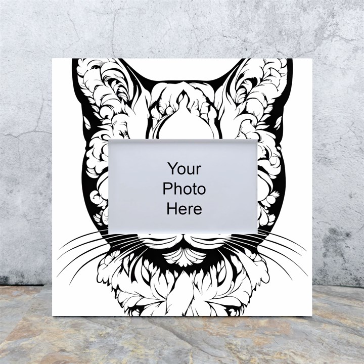 Cat - Artistic Paper Cut White Box Photo Frame 4  x 6 