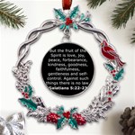 Galatians 5 Metal X mas Wreath Holly leaf Ornament Front