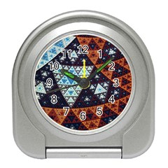 Fractal Triangle Geometric Abstract Pattern Travel Alarm Clock by Cemarart