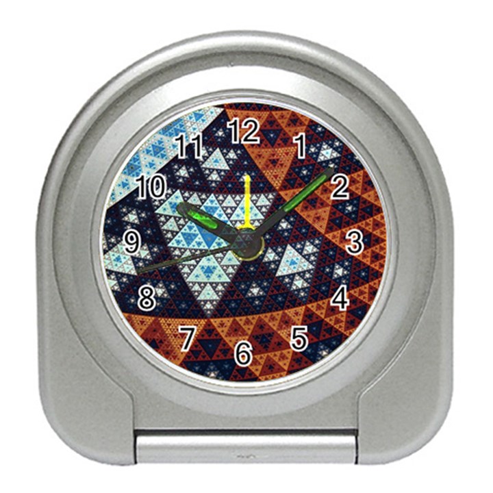 Fractal Triangle Geometric Abstract Pattern Travel Alarm Clock