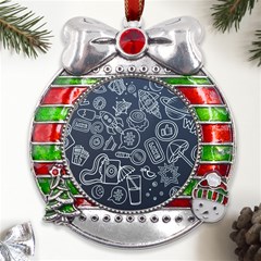 Internet Planet Drink Computer Metal X mas Ribbon With Red Crystal Round Ornament by Proyonanggan