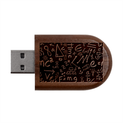 Background Doodles Math Wood Oval Usb Flash Drive by Bedest