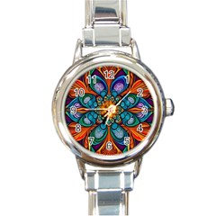 Schwarz Bunt Round Italian Charm Watch by 2607694c