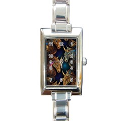 Schwarz Pferde Muster Rectangle Italian Charm Watch by 2607694c