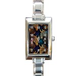 Schwarz pferde muster Rectangle Italian Charm Watch Front