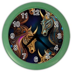 Schwarz Pferde Muster Color Wall Clock by 2607694c