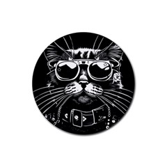 Schwarz Katze Punk Rubber Coaster (round) by 2607694c