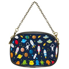 Big Set Cute Astronauts Space Planets Stars Aliens Rockets Ufo Constellations Satellite Moon Rover V Chain Purse (one Side) by Bedest