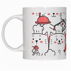 Cute Cat Chef Cooking Seamless Pattern Cartoon White Mug by Bedest