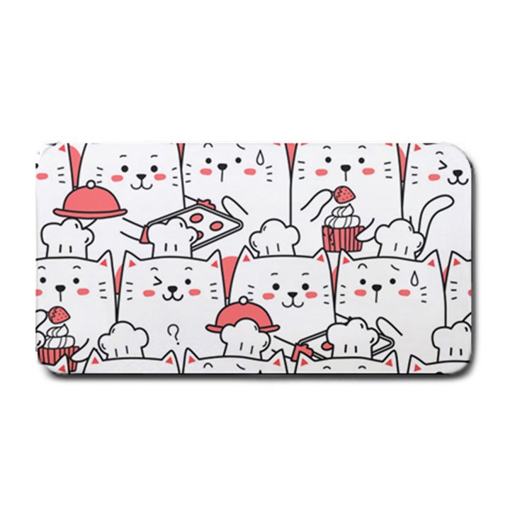 Cute Cat Chef Cooking Seamless Pattern Cartoon Medium Bar Mat