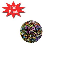 Graffiti Word Seamless Pattern 1  Mini Magnets (100 Pack)  by Bedest