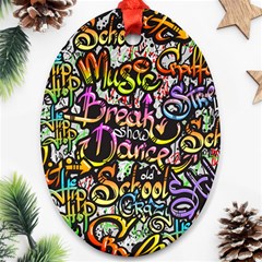 Graffiti Word Seamless Pattern Oval Ornament (two Sides) by Bedest