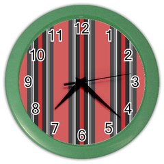 Dunkelrot4 Rosa Grau Streifen Dunkelrot3 Color Wall Clock by 2607694c