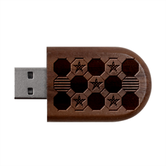 Patriotic Symbolic Red White Blue Wood Oval Usb Flash Drive by Ravend