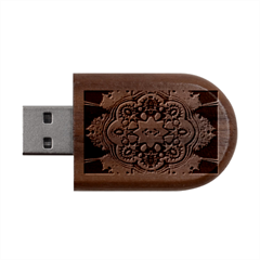 Pink Florales Muster Wood Oval Usb Flash Drive by 2607694c