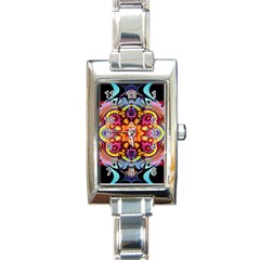 Pink Florales Muster Rectangle Italian Charm Watch by 2607694c