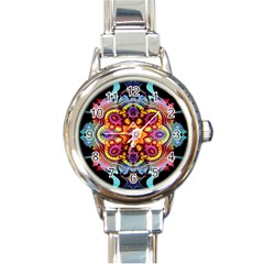 Pink Florales Muster Round Italian Charm Watch by 2607694c