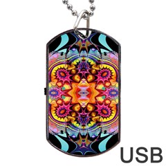 Pink Florales Muster Dog Tag Usb Flash (one Side) by 2607694c