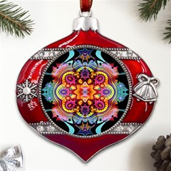 Pink Florales Muster Metal Snowflake And Bell Red Ornament by 2607694c