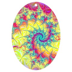 Fractal Spiral Abstract Background Vortex Yellow Uv Print Acrylic Ornament Oval by Ket1n9