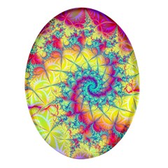 Fractal Spiral Abstract Background Vortex Yellow Oval Glass Fridge Magnet (4 Pack) by Ket1n9