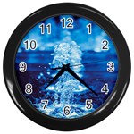 Water Blue Wallpaper Wall Clock (Black) Front