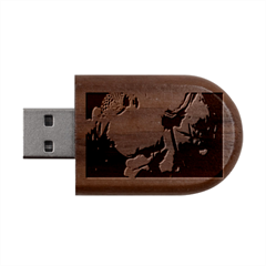 Yellow Butterfly Flower Wood Oval Usb Flash Drive by Azkajaya