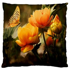 Yellow Butterfly Flower 16  Baby Flannel Cushion Case (two Sides) by Azkajaya