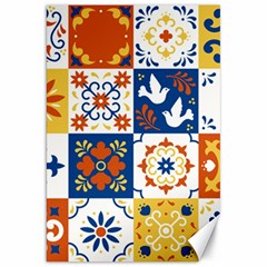 Mexican Talavera Pattern Ceramic Tiles With Flower Leaves Bird Ornaments Traditional Majolica Style Canvas 20  X 30  by Ket1n9