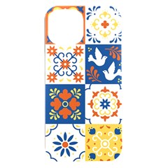 Mexican Talavera Pattern Ceramic Tiles With Flower Leaves Bird Ornaments Traditional Majolica Style Iphone 15 Plus Black Uv Print Pc Hardshell Case by Ket1n9