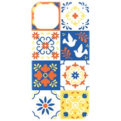 Mexican Talavera Pattern Ceramic Tiles With Flower Leaves Bird Ornaments Traditional Majolica Style Iphone 15 Pro Black Uv Print Pc Hardshell Case by Ket1n9