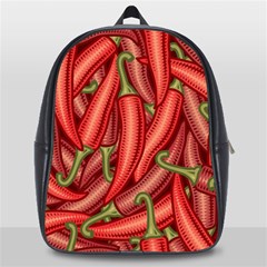 Seamless-chili-pepper-pattern School Bag (large) by Ket1n9