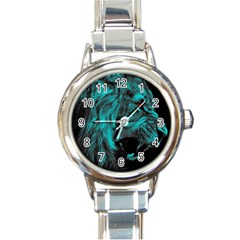 Angry Male Lion Predator Carnivore Round Italian Charm Watch by Ndabl3x