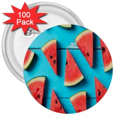 Watermelon Blue Background 3  Buttons (100 Pack)  by Azkajaya