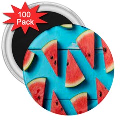 Watermelon Blue Background 3  Magnets (100 Pack) by Azkajaya