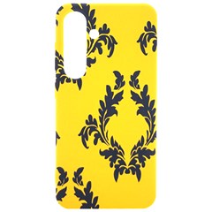 Yellow Regal Filagree Pattern Samsung Galaxy S24 6 2 Inch Black Tpu Uv Case by Azkajaya