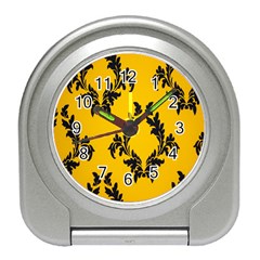 Yellow Regal Filagree Pattern Travel Alarm Clock by Azkajaya