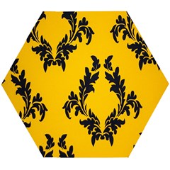 Yellow Regal Filagree Pattern Wooden Puzzle Hexagon by Azkajaya