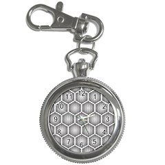 Halftone Tech Hexagons Seamless Pattern Key Chain Watches by Ket1n9