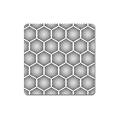 Halftone Tech Hexagons Seamless Pattern Square Magnet by Ket1n9