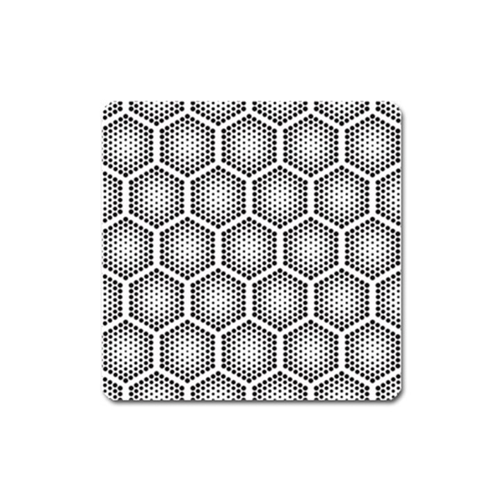 Halftone Tech Hexagons Seamless Pattern Square Magnet