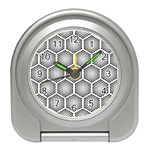 Halftone Tech Hexagons Seamless Pattern Travel Alarm Clock Front