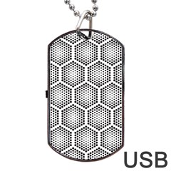 Halftone Tech Hexagons Seamless Pattern Dog Tag Usb Flash (two Sides) by Ket1n9