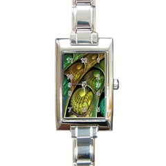 Psytrance Abstract Colored Pattern Feather Rectangle Italian Charm Watch by Ket1n9