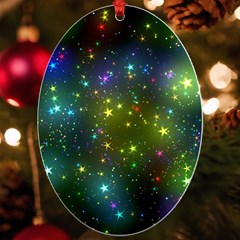 Stars Coloured Lights Background Uv Print Acrylic Ornament Oval by Loisa77