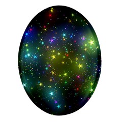 Stars Coloured Lights Background Oval Glass Fridge Magnet (4 Pack) by Loisa77