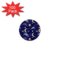 Night Moon Seamless 1  Mini Buttons (100 Pack)  by Loisa77